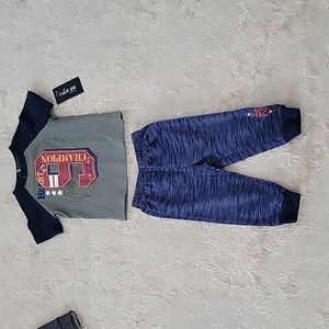 NWT CUTIE PIE BOY'S 2 PIECE OUTFIT T SHIRT JOGGER PANTS 18 MONTHS